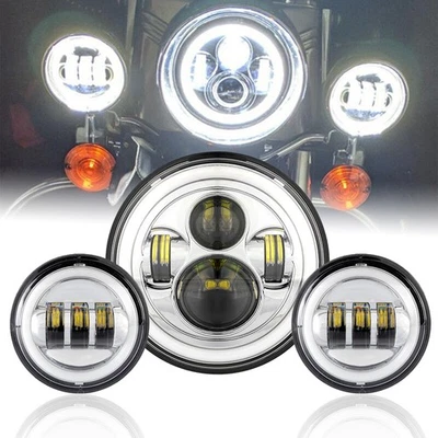 7" LED Headlight + 4.5" Fog Lights for Harley Heritage Softail Classic FLSTC - Image 1 of 4