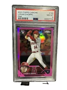 2023 Topps cromo Logan O'Hoppe rosa #188 novato PSA 8 - Imagen 1 de 2