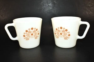 2 Pyrex Kaffeetassen, Sumner Impressions Ingwer, braune Blumen 8 Unzen - Bild 1 von 7