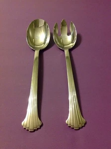 Retroneu Servieren Salat Löffel Gabel Set Japan Edelstahl 18/8 Vintage Utensil - Bild 1 von 3