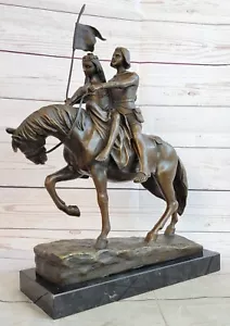 Zwei Trails Western Paar Auf Pferd Statue Skulptur Von Schmidt-Felling Kunstwerk - Bild 1 von 10
