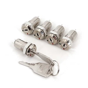 Interruptor de llave electrónica SPST de 2 posiciones encendido-apagado de 2 pines de metal de 12 mm de 5 piezas - Imagen 1 de 7