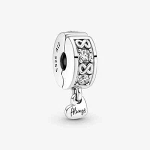 New 100% Genuine Pandora Silver Family Always Dangle Pavé Clip Charm 791151C01 - Picture 1 of 8