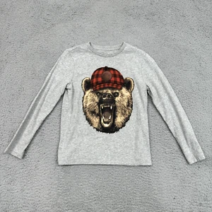 Gap Shirt Kids Medium 8 Grey Grizzly Bear Graphic Cotton Play School Casual Boys - Picture 1 of 16