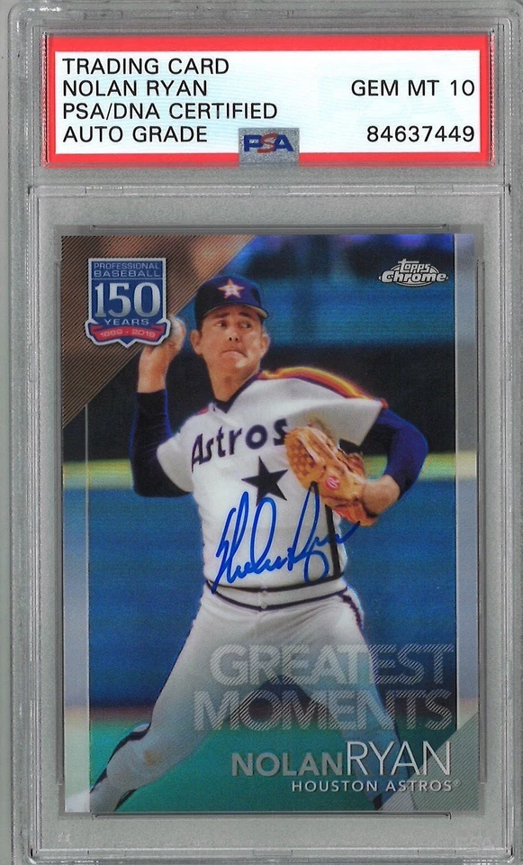 Nolan Ryan Signed 2019 Topps Chrome Card PSA DNA 84637449 GEM MINT 10 AUTO - Image 1 of 1
