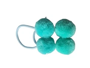 NEW Pack of 2 3.5cm Green pom pom elasticated bobble hair tie fashion - Picture 1 of 1