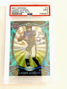 Lamar Jackson 2021 Certified Mirror Teal FOTL #13 PSA 9 13/20 Ravens, MVP - Picture 1 of 2