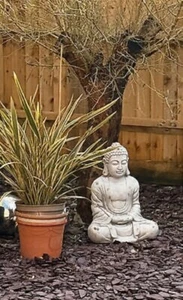 58cm Tall Large White Sitting Garden Buddha Garden Decor Buddah Statue Ornament - Picture 1 of 2