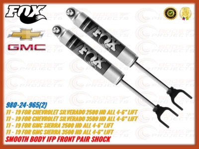 Amortiguador delantero Fox carrocería lisa IFP para 11-19 GMC Sierra 2500 HD/3500 HD 4-6" elevación Foto 1 de 4