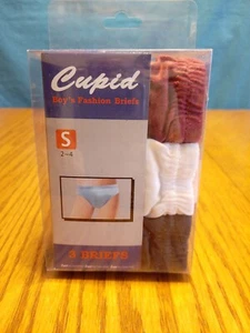 Boys Multi Color Fashion Briefs SMALL Set of 3 (red, white, navy) CUPID - Picture 1 of 4