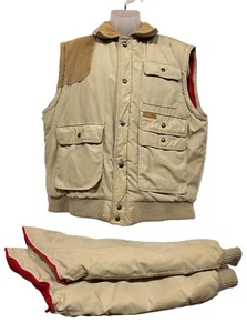 Vintage Pacific Trail Puffer Coat Bomber Jacket Vest Corduroy Accent Size L READ - Picture 1 of 21