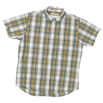 Caterpillar Men's Green Plaid 100% Cotton Button Shirt M Short Sleeve - Image 1 of 4