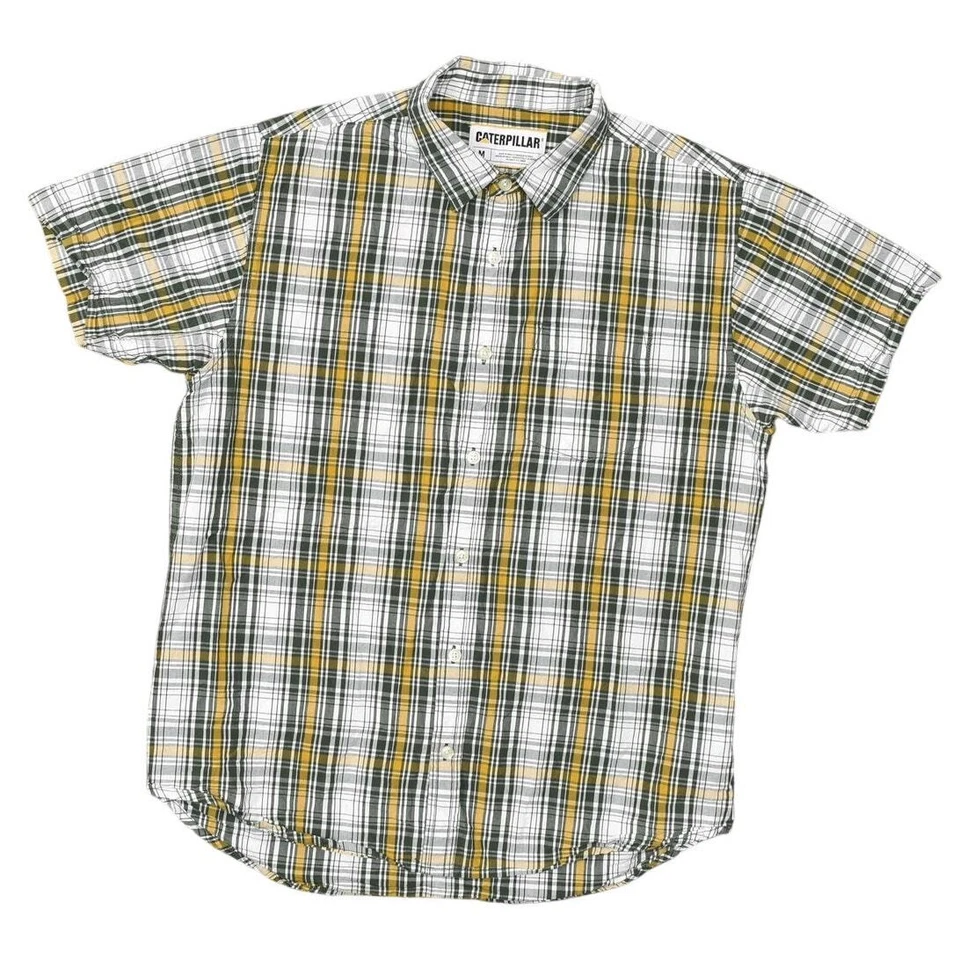 Caterpillar Men's Green Plaid 100% Cotton Button Shirt M Short Sleeve - Image 1 of 4