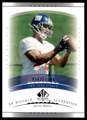 2003 SP Authentic Kevin Walter Rookie 0562/1200 New York Giants #188 R41 - Image 1 of 2
