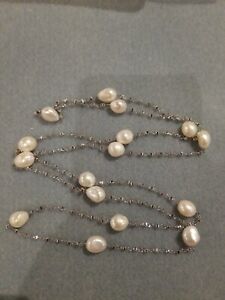 Baroque Pearl And Sterling Silver Necklace 44" White