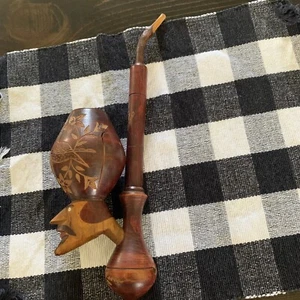 Pipa de tabaco de madera tallada a mano vintage - Imagen 1 de 9