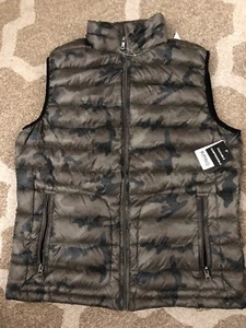 nwt$125 DESIGNER Buffalo David Bitton Down Vest Grn/Grey Camo Packable SZ L - Picture 1 of 12