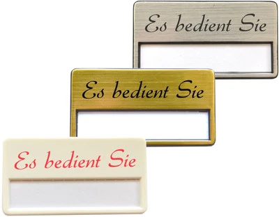 SCHMALZ Kunststoff Namensschild Namensschilder Magnet weiss silber- oder goldfarbig