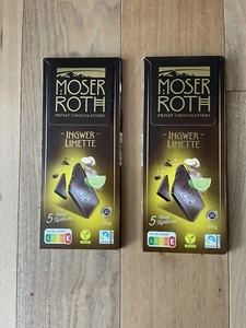 **NEW** ( 2 ) MOSER ROTH LIME PREMIUM DARK CHOCOLATE  2-BAR 4.4-oz PACK VEGAN - Picture 1 of 2