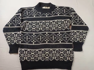 T. G. Dragon Fair Isle Black and White Knitted Sweater Size M Long Sleeve - Picture 1 of 3