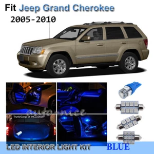 For 2005-2010 Jeep Grand Cherokee Premium Blue LED Interior Lights Kit 10 Pieces - Picture 1 of 8