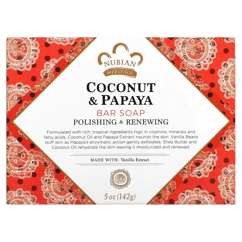 Nubian Heritage, Coconut & Papaya Bar Soap, 142 g Polishing & Renewing - Image 1 of 3