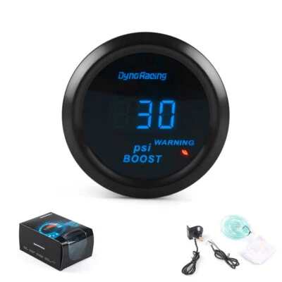 2" 52mm Blue Digital LED Turbo Boost Meter Gauge PSI Pressure Gauge Smoke Face - Image 1 of 4