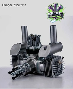 Stinger 70cc Twin RC Plane 2Stroke Gas Engine With Exhaust. RCGF, Hobby Bolts - Picture 1 of 6