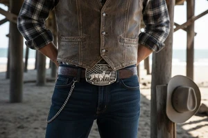 Hombres Color Plata Oscuro Metal Cinturón Hebilla Ciervo Naturaleza Cazador Motociclista Occidental Moda - Imagen 1 de 23