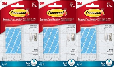 Tiras de recarga adhesivas resistentes al agua Command, grandes (paquete de 12) - transparentes  Foto 1 de 4