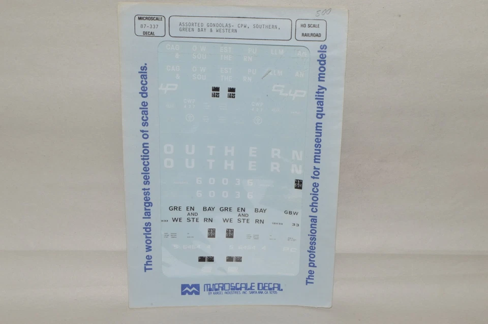 HO scale Microscale decals 87-337 Assorted Gondolas CPW Southern Green Bay West - Image 1 of 1
