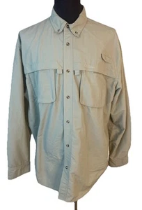 LL Bean Fishing Shirt Men XL Vented Long Sleeve Utility Button Down Green Pocket - Picture 1 of 10