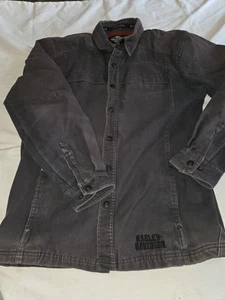 Große Harley Davidson Fleece gefütterte Jacke Motorrad Authentic Knopfleiste - Bild 1 von 4