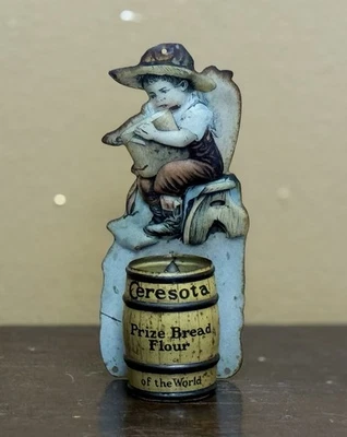 ANTIQUE TIN ADVERTISING MATCH SAFE CERESOTA PRIZE BREAD FLOUR MINNESOTA - Image 1 of 2