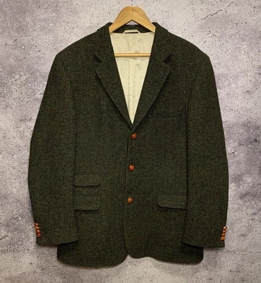 Harris Tweed VTG Mens Green Wool Blazer Jacket Size 52 L-XL Sportcoat 3 Buttons - Image 1 of 4