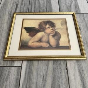 Framed Angels Cherubs Sistine Chapel Gold Frame 12”X 15” Rafael Picture - Picture 1 of 7