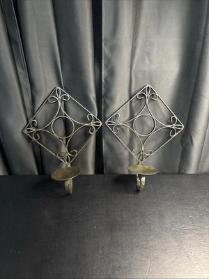 Apliques de pared de metal vintage candelabro par 14 X 11 negro ornamentado Foto 1 de 4