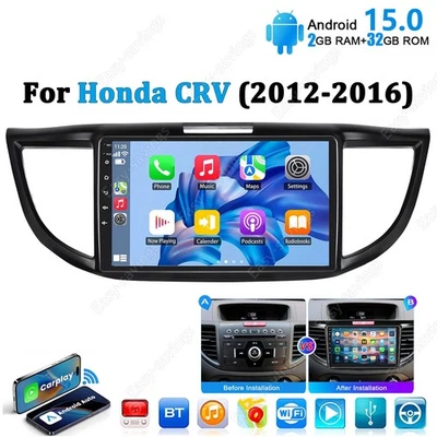 Apple Carplay For Honda CRV 2012-2016 Android 15 Car Stereo Radio GPS Navi WIFI - Image 1 of 4