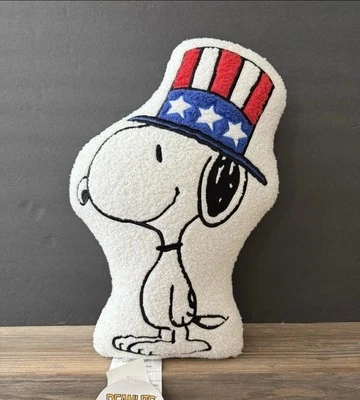 Snoopy USA American Flag Top Hat Patriotic 4th of July Summer Sherpa Pillow NEW - Image 1 of 4