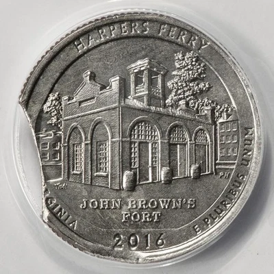 2016 ANACS MS64 Double Clip Harpers Ferry Quarter Mint Error Very Rare - Image 1 of 4