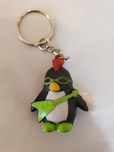 Rock n Roll Penguin Guitar Keychain Collector Toy Birthday Favor Gift Prize - Picture 1 of 1