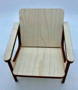 Dollhouse Miniature HALF Scale MCM Lounge Chair KIT - MAPLE - 1:24 - Picture 1 of 2