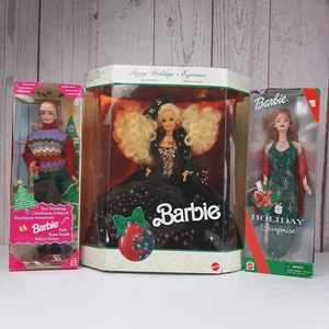 Mattel Barbie Christmas Lot of 3 Velvet & Jewels Tree Trimming Surprise NRFB - Picture 1 of 23
