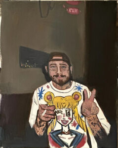 original oil painting signed Liam Matthew Post malone Pop Art Kaws Warhol 16x20