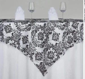 Lotto bundle tavolo floccato nero su bianco sovrapposizione 60x60 e 12x108 matrimonio NUOVO - Foto 1 di 6