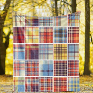 Retro Patchwork Plaid Bedspread Sofa Throw Blanket Holiday Birthday Gift Flannel - Picture 1 of 21