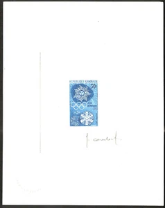 GABÓN 1968 - Juegos Olímpicos de México "Anillos y Nieve" Scott #214 - Prueba firmada por artista   - Imagen 1 de 1