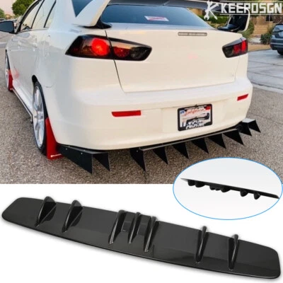 For 2016-2019 Mitsubishi Lancer Rear Lip Bumper Diffuser Shark Fin 7 Wing Gloss - image 1 of 4