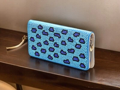 Cartera Continental Aqua & Blue Estampado Leopardo Cristal Tachonado Foto 1 de 4