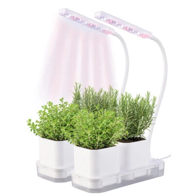 PEARL 2er-Set Gewächs- & Anzucht-Station,2Töpfe,Wachstums-LEDs & Wassertank - Bild 1 von 4